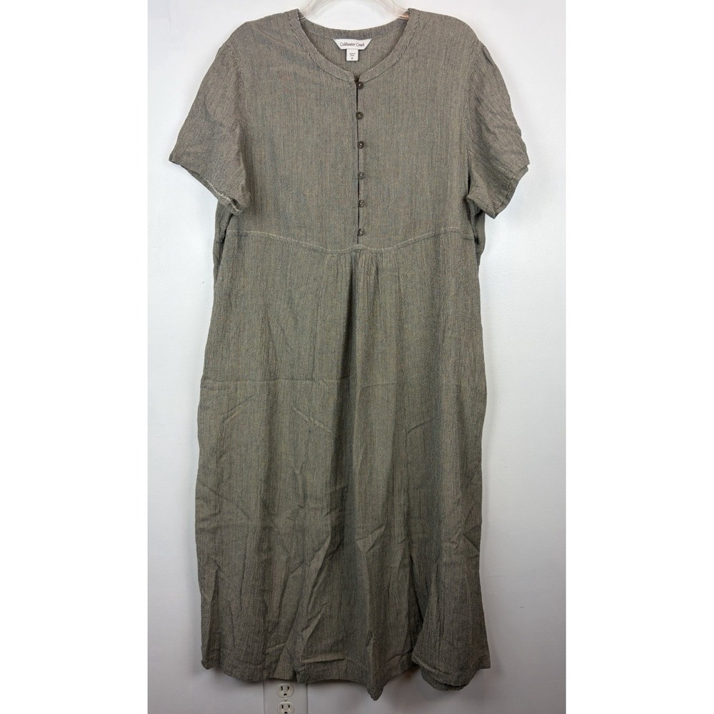 Midi Dress Womens 1X Brown Mini Stripe High Waist Modest Jumper Country Prairie